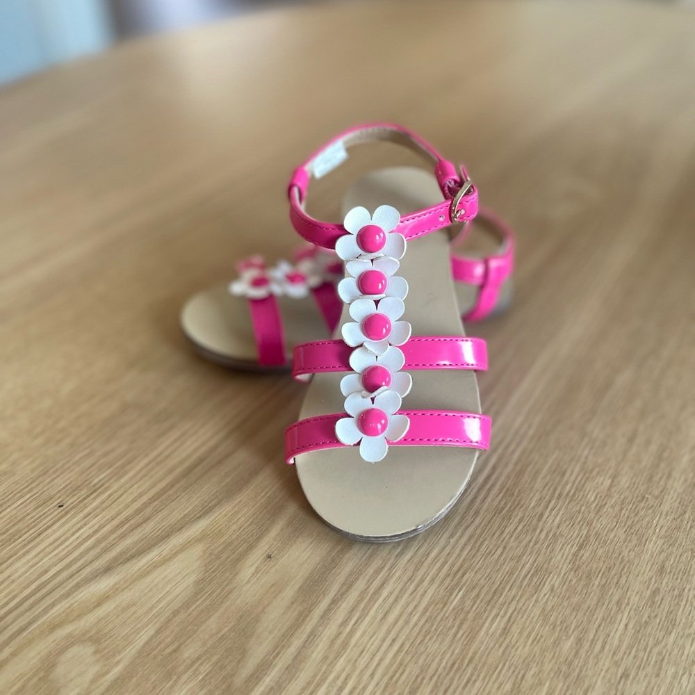 Janie and Jack Pink Floral Kids Sandals Toddler size 09